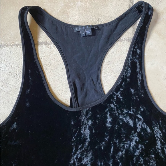 Theory Petites Black Velvet Racerback Tank Silk Blend P/TP - Picture 2 of 7